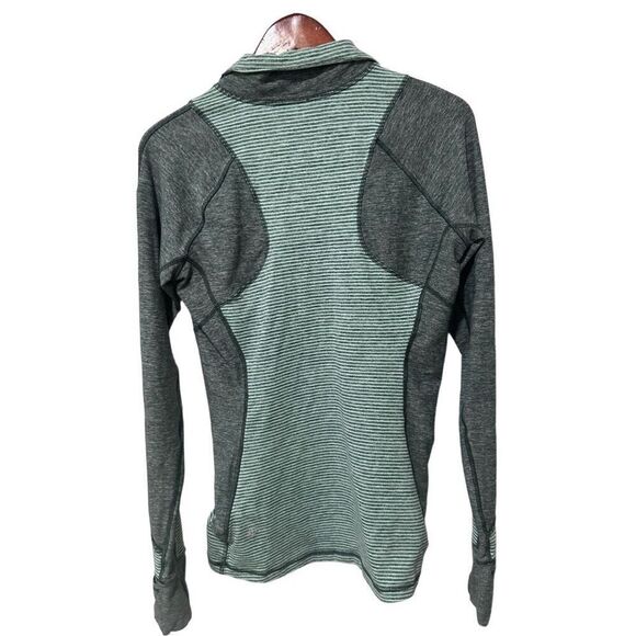 Lululemon Long Sleeve Striped Exposed Seam Half-Zip Sweatshirt Green Size 10 - Picture 9 of 11